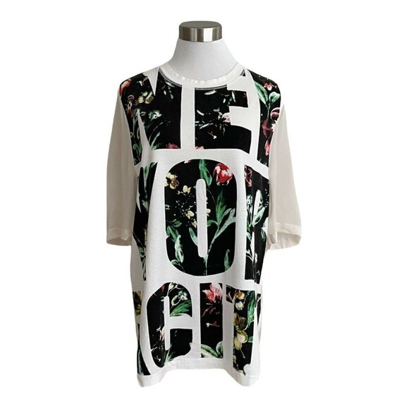 3.1 Phillip Lim Women's Sz S New York City NYC White Silk Oversized Graphic Tee - Picture 1 of 4